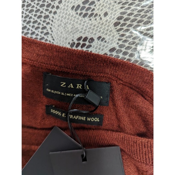 NWT! ZARA! BRICK RED SUPERFINE WOOL, AIRY LIGHTWEIGHT! SZ XL - Picture 6 of 8